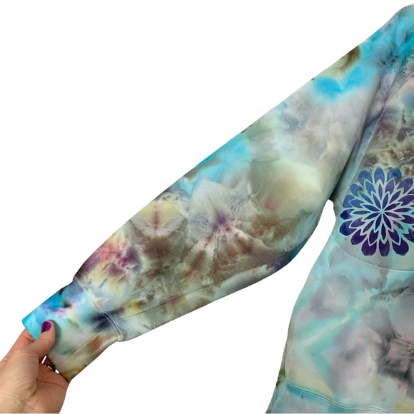 Nike Tie Dye Hoodie Sweatshirt Mens Size Large Unisex Pullover Hand Painted Blue - Picture 8 of 16